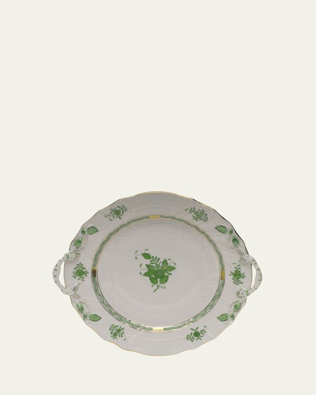 Chinese Bouquet Green Chop Plate with Handles